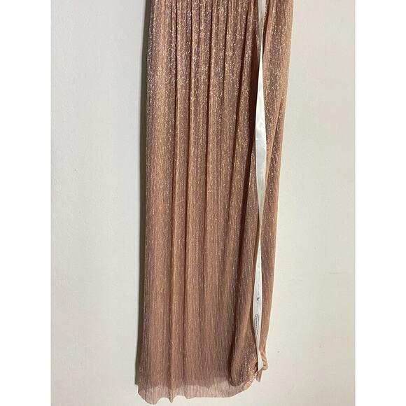 After Six Dress S Sienna Metallic Ruffle One Shoulder Long Column Gown Lined NEW - Picture 5 of 10